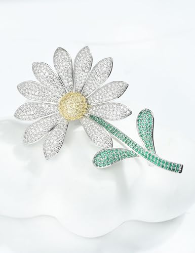 Image of Daisy Boutonniere Flower Lapel Pin Brooch Breastpin Sunflower Tie Pins Tie Tack Pins for Women Hat Jacket Suit