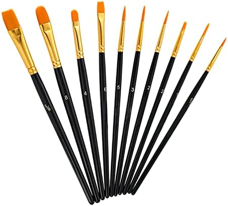 Nylon Paint Brushes 10 pcs Paint Brushes Set for Acrylic Painting Oil Painting Watercolor Painting Gouache Painting Face Painting (Black)