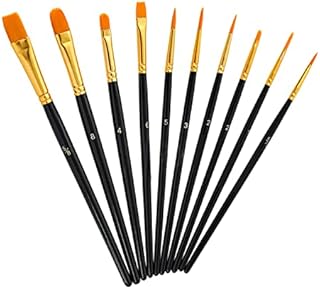 Nylon Paint Brushes 10 pcs Paint Brushes Set for Acrylic Painting Oil Painting Watercolor Painting Gouache Painting Face Painting (Black)
