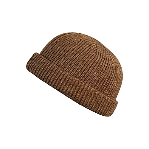 Croogo Winter Retro Worker Cap Landlord Hat No Visor Watch Cap Casual Skullcap Sailor Fisherman Leon Brimless Hats,Brown-Ct47 #TOP1