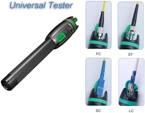 Elfcam® - Glasfaserkabel Tester, 30mW 30KM Visuelle Fehlersuche für LWL LC SC FC ST E2000, Glasfaser Rotlicht Stift Kabel Tester Detektor Meter, Rotlichtquelle mit LC-Stecker