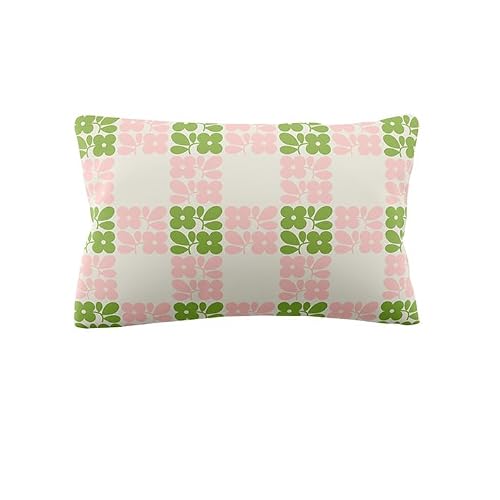 Orla Kiely Pink Floret Check Pillowcase Pair, Dill 50 cm x 75 cm x 