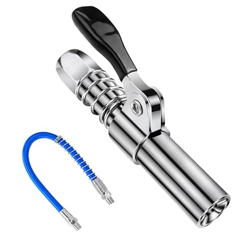 Comzantor Engrasadora Manual, Pistola de Grasa G Acoplador con 30 cm Manguera, Acoplamiento de Pistola de Engrase, Boquillas de Engrase por Presion para Todo Tipo e Pistolas de Engrase