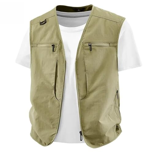 RAOKENSU Chaleco ligero al aire libre para hombre, chaleco de safari para hombre, chaleco de verano de tallas grandes, deportivo, ligero, chaleco funcional, elegante con muchos bolsillos, chaleco de