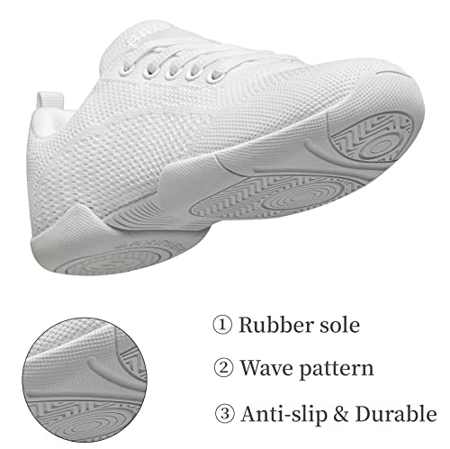 BAXINIER Girls White Cheerleading Shoes Breathable Youth Cheer Competition Sneakers Athletic Training Dance Tennis Walking Shoes - White 9.5 Toddler by BAXINIER - Image 5