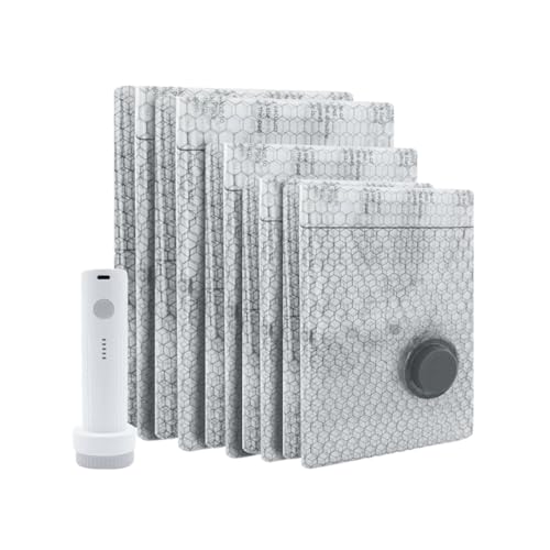 Lullaxx Vacuum Storage Bag Vacuum Bags With Wireless Vacuum Pump For Clothes Travel 12 Pcs (4 Small 4 Medium 4 Big) Suitable For Storing Out-Of-Season Clothes Storing quilts Pillows Blankets