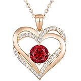 LOUISA SECRET Love Heart Birthstone Necklaces for Women, 925 Sterling Silver Women Pendant Necklace,