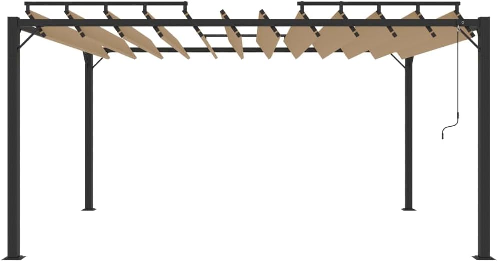 vidaXL Gazebo with Louvered Roof, Pergola Canopy Shelter, Pavilion for Garden Patio Outdoor, Party Tent, 9.8'x13.1'Taupe Fabric and Aluminum