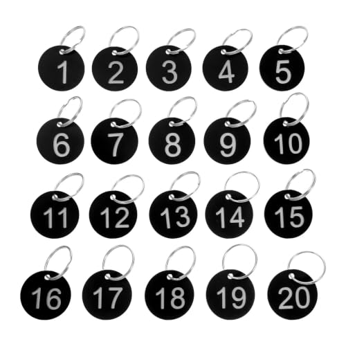 Lot de 50 étiquettes d'identification rondes en plastique noir pour clés