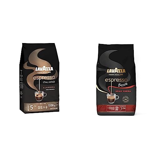 Lavazza Espresso Italiano Medium Roast & Barista Gran Crema Coffee Beans, 1kg Each