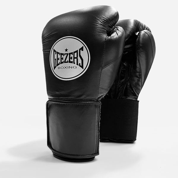 Geezers Halo Training/Sparring Boxing Gloves - Hook & Loop (BLACK, 16OZ) โ image 1