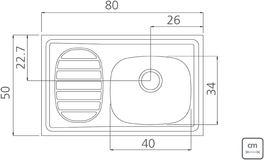 Tramontina Filo 80x50cm 40 FX DX Stainless Steel Lay-on Sink with Drainer