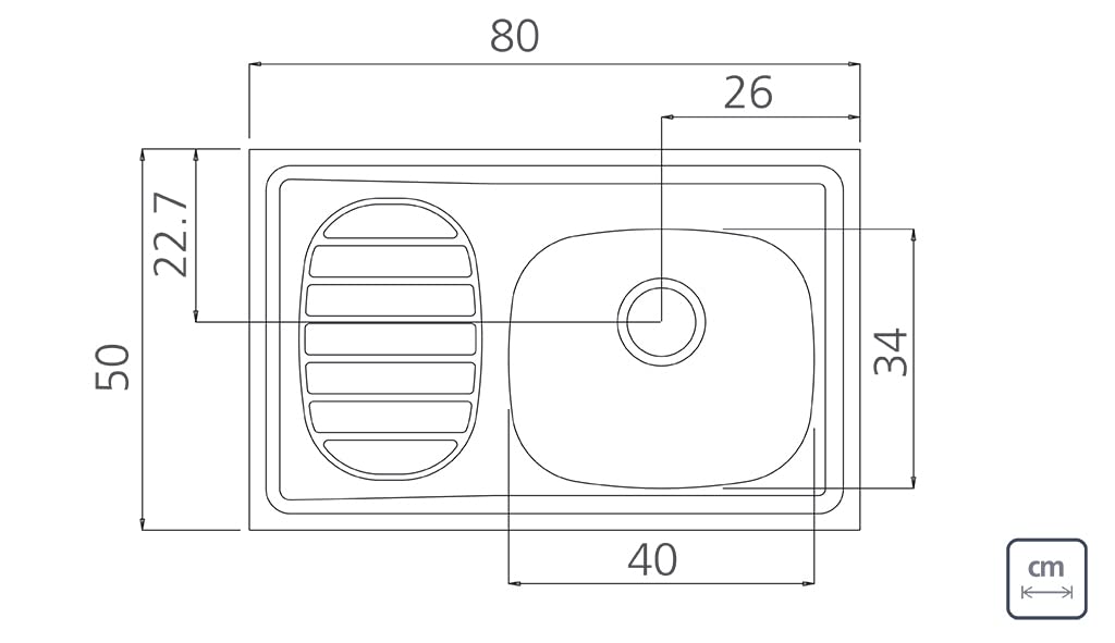 Tramontina Filo 80x50cm 40 FX DX Stainless Steel Lay-on Sink with Drainer