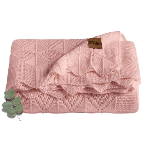 Dalisa Silky Tencel™ Premium Throw Blanket - Soft, Breathable, 50x60 Inches Pink, Crochet Lace, Oeko-Tex Certified, Snuggling & Lounging - Emily