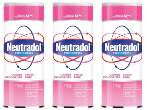 Neutradol Shake It Fresh Carpet Deodoriser Odour Neutraliser for Carpets & Rugs Fresh Pink Multipack of 3 x 350g