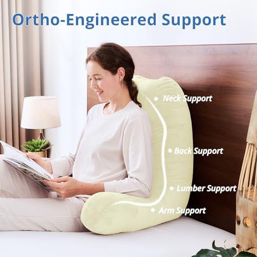 Image of Sasttie Reading Pillow for Bed, Back Pillow for Sitting Up, Cream