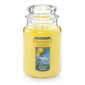 Yankee Candle Sicilian Lemon Scented Classic 22oz Large Jar Single Wick Candle Over 110 Hours of Burn Time Perfect for Home Decor Parties and Gifts
