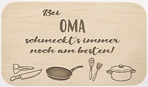 'liebtas Mesa Tabla de Desayuno con Grabado – En La Abuela schmeckts todavía Mejor – Madera Regalo – – Tabla de Cortar Cocina de – Tablas – Tiempo de Pan Tabla – Abuela, 24cm x 15cm x 1cm