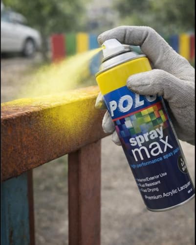 Image of Polo Spray Paint for Metal,Wood,Walls and Automotive Cars,Bikes(Multipurpose)|Quick Drying|Durable|400ml (Yellow)