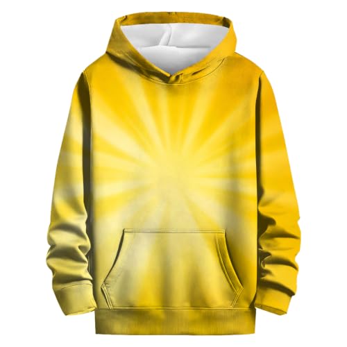 Sudaderas de hombre con estampado completo moderno y capucha informal amarilla 4