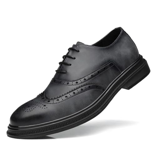 Mens Mid Heel Lace Up Oxford Shoes Genuine Leather Business Formal Arch Support Breathable Shoes3