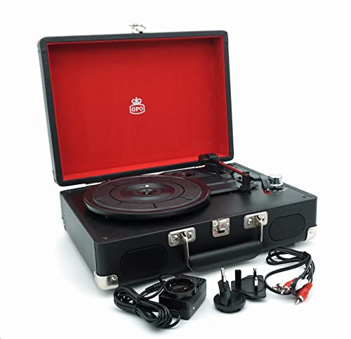 GPO Soho Retro Briefcase Style 3 Speed Turntable (Black & Silver)
