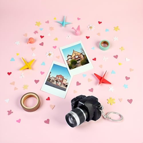 2Pcs Black Camera Keychain with Sound, Key Ring Decor Bag Wallet Pendant, Mini Camera Design Keychain Cute Novelty Ring Toy Key Chain Pendant Creative Gift Key Chain Decorative - Thumbnail 5