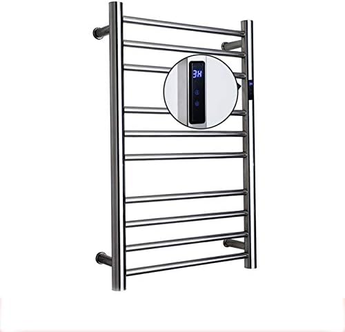 Heated Towel Rack, Stainless Steel Electric Towel Warmer, 10 Bars Bathroom Heated Drying Rack, Wall-Mounted Plug-in/Hardwired Design Towel Rail,1,Hardwired (2 Hardwired)