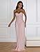 Zeflows Womens Sweetheart Neck Sequin Mermaid Maxi Dress Backless Bodycon Waist Tie Built-in Bra Formal Gown Dress, Light Pink-L