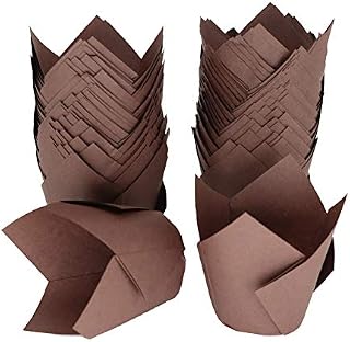 Tulip Cupcake for Baking Cupcake Cases Tulip Baking Cups, Brown Paper Muffin Cups, Standard Size Muffin Cases Cupcake Liners Muffin for Wedding, Birthday, Party, 100PCS