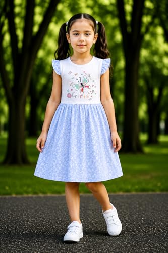 Image of EIO Girls Cotton Frock Dress Combo Pack et | Multicolor Knee Length Casual Dresses for Kids | Soft & Breathable Summer Wear Outfit Frock Set