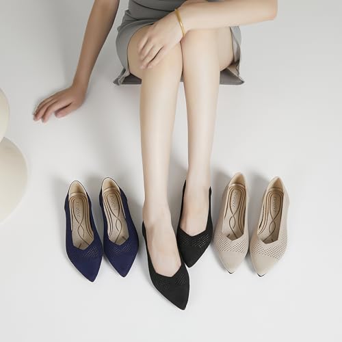 Ballet Flats Shoes for Women Knit Mesh Flats Shoes Womens Dressy Comfortable Pointed Toe Washable Slip On Flat3