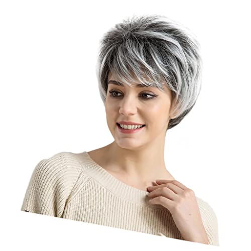 DYNWAVE 1 peça de perucas de corte Pixie de 25,4 cm, perucas curtas de cabelo sintético para mulhere