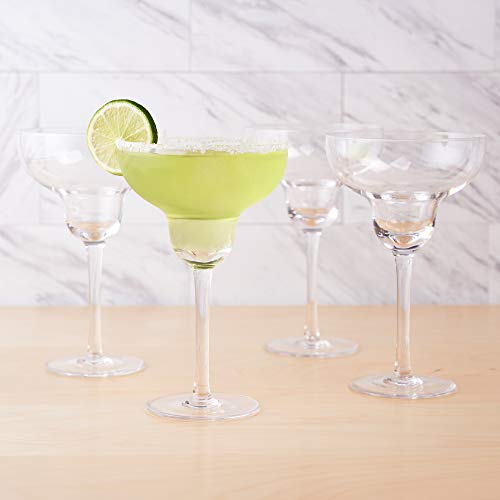 Image of True Margarita Glass, Crystal Stemmed Cocktail Glasses, Dishwasher Safe, Mixed Drink Glasses, Daquiri Glass Holds 10 oz., Set of 4, Clear