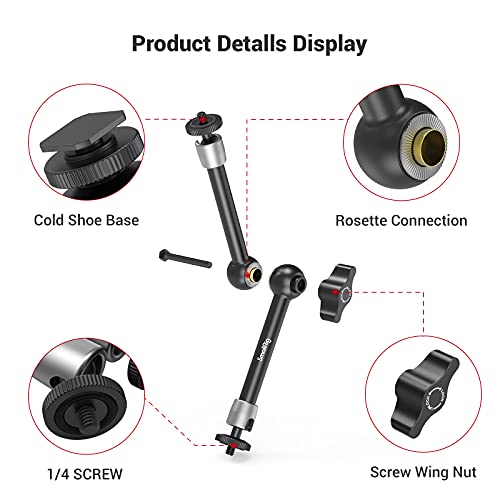 Smallrig Articulating Rosette Arm Max 11'' Long With Cold Shoe Mount & Standard 1/4"-20 Threaded Screw Adapter - 1498 #TOP1