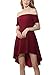 Produktbild hippolo Damen Off Schulter Sommer Ball Cocktail Skater Kleid rot M