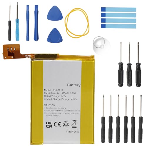 PONDWAY Batterie de rechange, 1030 mAh, 3,7 V, A1421, A1509, compatible avec iPod Touch 5, 5ème génération 616-0621, 616-0619, LIS1495APPCC, MP3, MP4,...