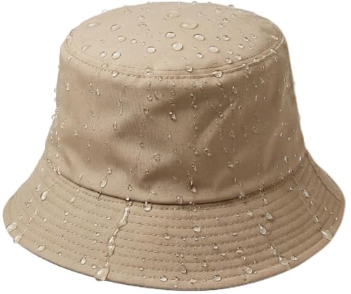Image of ZRWASKA® Unisex Mens Waterproof Windproof Reversible UPF50+ Sun Bucket Hat Men Women All Weather Outdoor Hiking Fishing Hunting Traveling Beach Casual Summer Bucket Hats Beige One Size 58cm