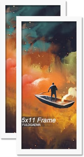 5x11 Picture Frame Set of 2, White Frames for 5 x 11 Inch Photo Poster