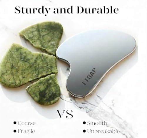 Image of Premium Stainless Steel Gua Sha,Metal Gua Sha Facial Tool. Firm Face Muscles, Reduce Puffiness, Facial Tension, Helps Lymphatic Drainage. GuaSha Beauty Tool for Body Neck Eyes (Heart Shape) (SS GUA SHA 85 GRM)