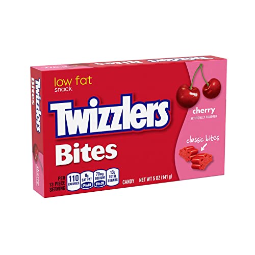 Twizzlers Bites Cherry Flavored Chewy Candy, Bulk Low Fat, 5 Oz Boxes (12 Count) #TOP1