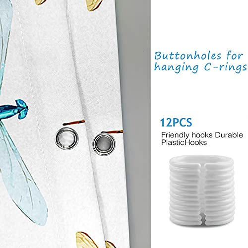 Rideau de douche anti moisissure à motif libellules KnSam