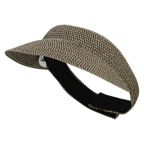 UPF 50+ Tweed Poly Braid Gardening Visor - Black OSFM