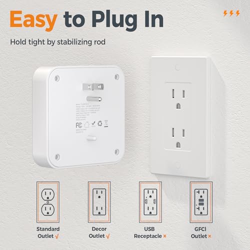 image for Surge Protector Outlet Extender, TESSAN Multi Plug Adapter with 4 Outl