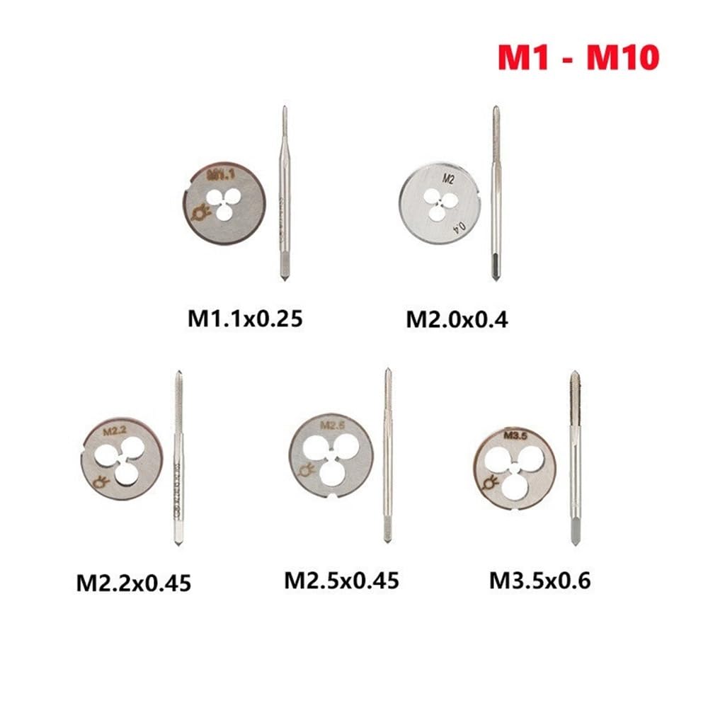 Tocca e muori, Combinazione di stampi for Maschi manuali 2 Pezzi M1-M10, Set e matrici metriche, utilizzati for la Riparazione filetti, maschiatura Foratura, Utensili(M2.5x0.45)