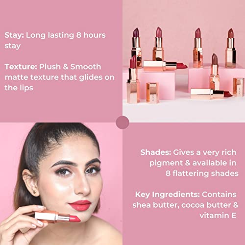 Image of PRAUSH BEAUTY (Formerly Plume) Plush Matte Lipsticks Super Light And Hydrating, Long Lasting, Rich Pigment, Smooth Soft Matte Finish, Chickflix, 4Gm