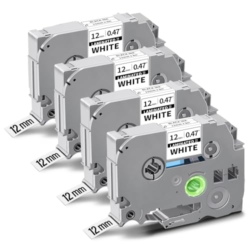 12mm 0.47 ���~�l�[�g���H�z���C�gTze Tz�e�[�v TZe-231 Tze231 �u���b�N�I���z���C�g 1/2�C���` �ւ��c Ptouch PT-D210 D220 H110 D200 D400 1280 D610BT�p 4�p�b�N