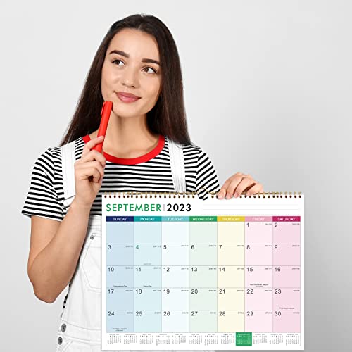 Calendar 2023-2024 - Wall Calendar 2023-2024 Calendar, Jul. 2023 - Dec. 2024, 18 Monthly Calendar With Thick Paper, 15" X 11.5", Twin-Wire Binding + Hanging Hook + Unruled Blocks With Julian Date - Colorful Lump #TOP4