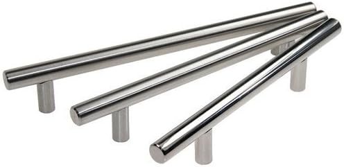 T Bar Handle 220mm Long x 160mm Fix Centres - POLISHED STAINLESS STEEL by Jedo