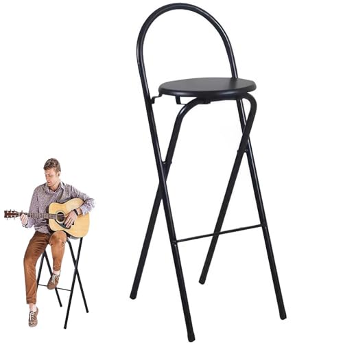 Guyifuny Sgabelli da bar pieghevoli resistenti con maniglia, sedia da bar pieghevole con schienale, seggiolone per colazione, per campeggio, cucina, negozio, ufficio, esterno, 60 cm/24 pollici